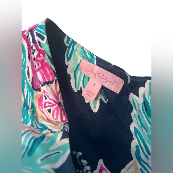 Lilly Pulitzer Malia One-Shoulder Maxi Dress Inky Navy Peanut Gallery sz S - Picture 6 of 11